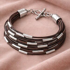 Silpada Speed of Light Leather & Sterling Silver Multi Strand Bracelet Retired